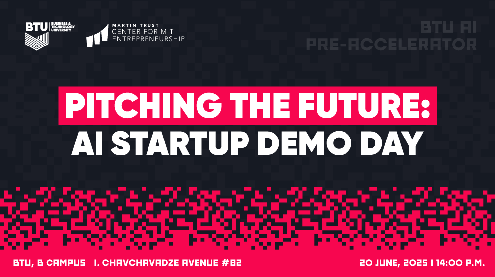 AI სტარტაპ პრე-აქსელერატორის დემო დღე 1 Pitching the future banner